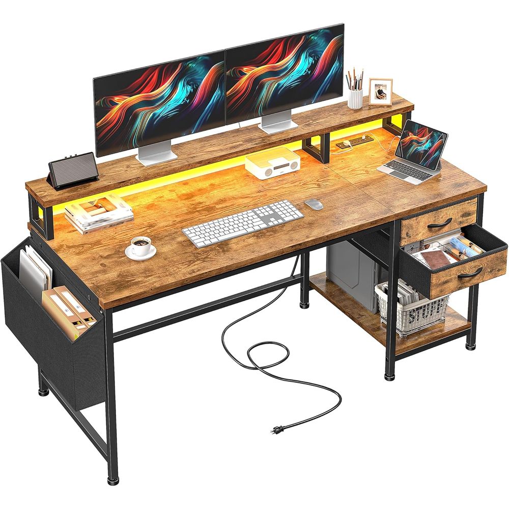 Led Gaming Light Strip - Compact 48 Gaming Desk with Wireless